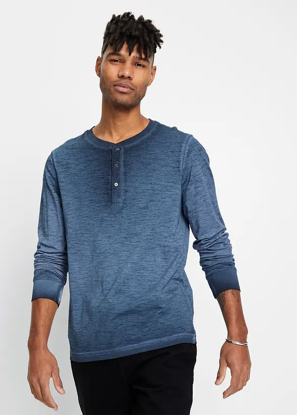 Maglia serafino a maniche lunghe in cotone biologico effetto lavato, bonprix