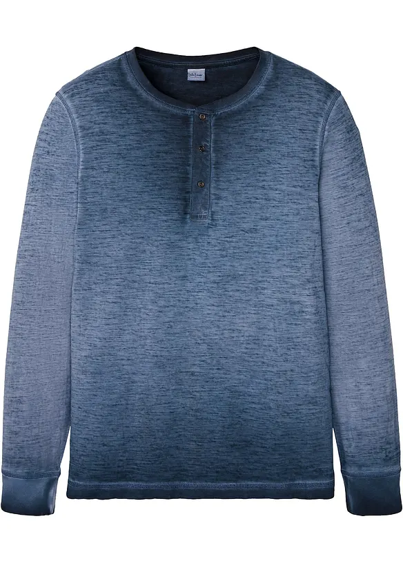 Maglia serafino a maniche lunghe in cotone biologico effetto lavato, bonprix