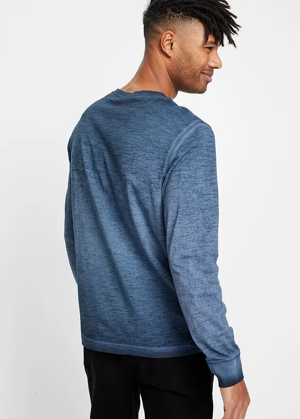 Maglia serafino a maniche lunghe in cotone biologico effetto lavato, bonprix