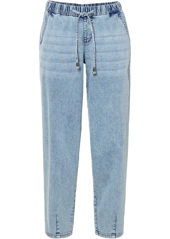 Jeans barrel shape con comodo elastico, vita media, bonprix