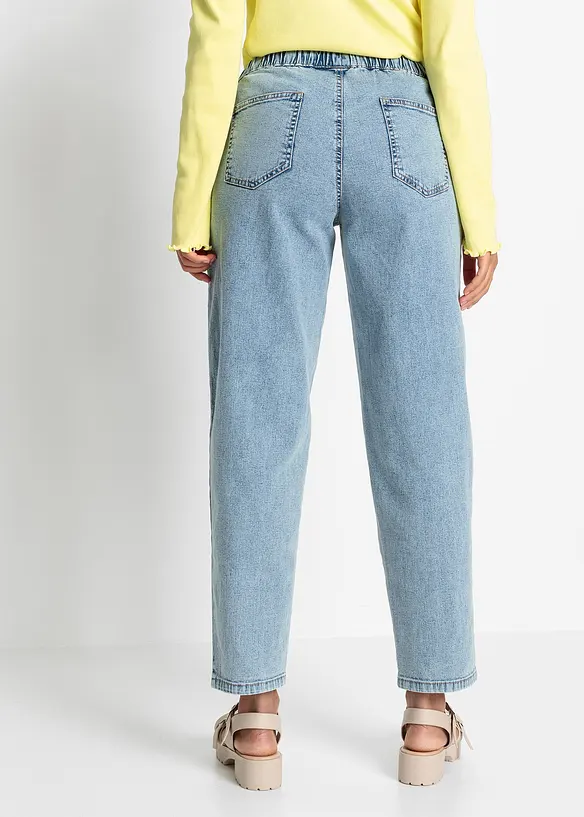 Jeans barrel shape con comodo elastico, vita media, bonprix