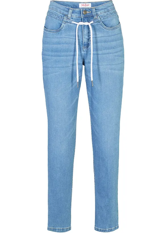 Jeans boyfriend con laccetto in vita, vita media, John Baner JEANSWEAR