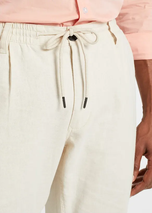 Pantaloni in misto lino con elastico in vita relaxed fit, straight, bonprix