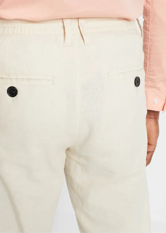 Pantaloni in misto lino con elastico in vita relaxed fit, straight, bonprix