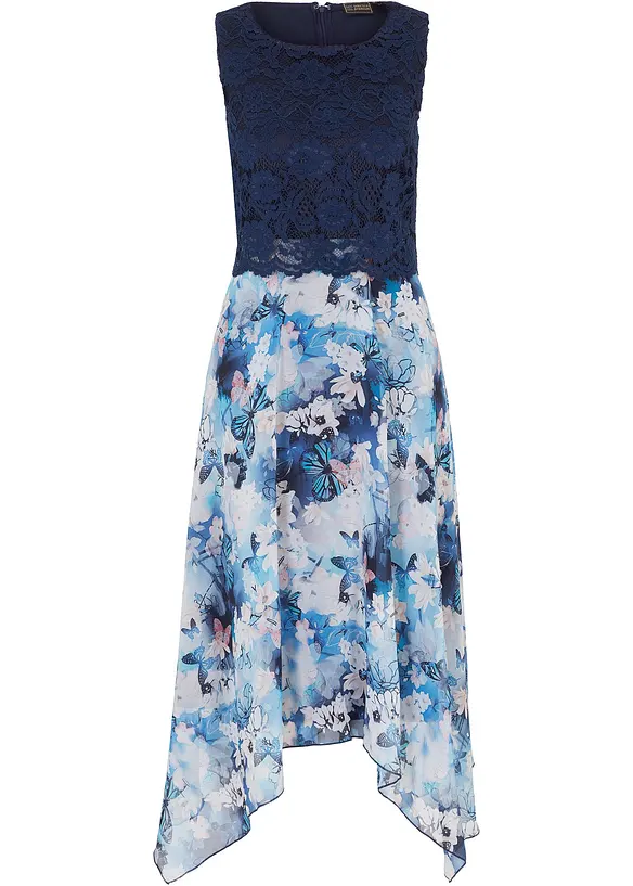 Abito in chiffon con pizzo fine, bonprix