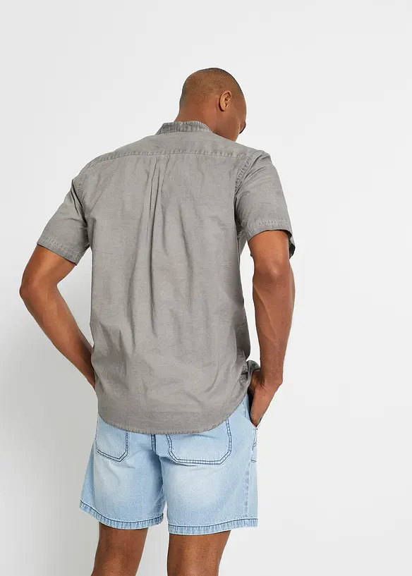 Camicia a maniche corte in look lavato, bonprix