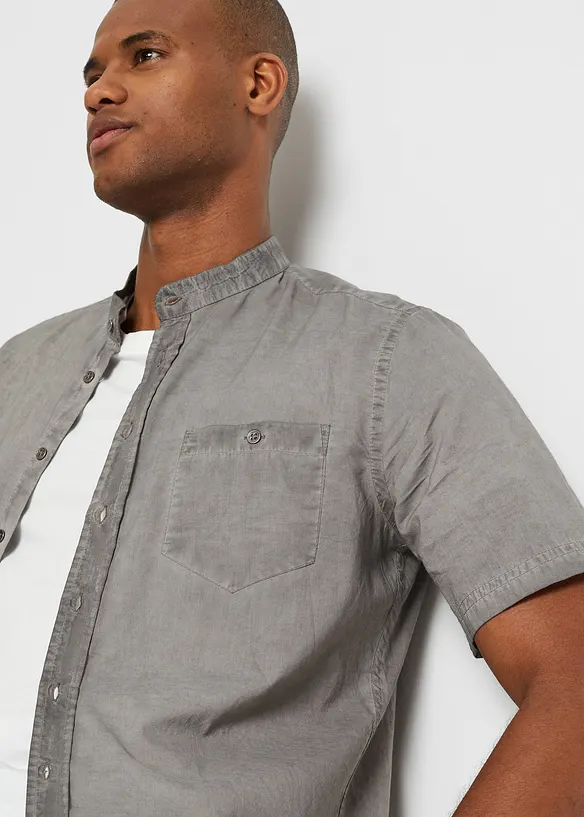 Camicia a maniche corte in look lavato, bonprix