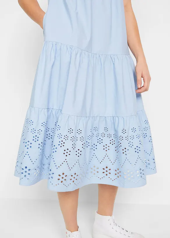 Abito tunica in puro cotone con ricamo traforato, bonprix