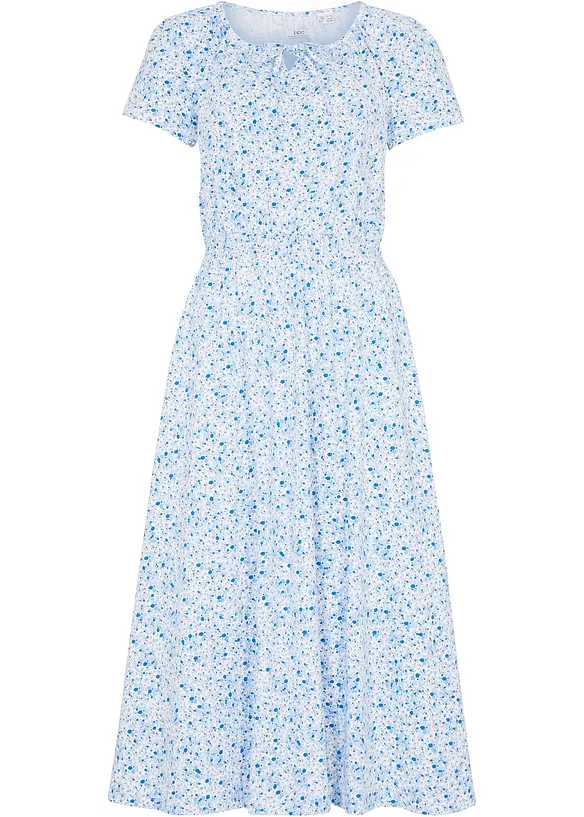 Abito midi di jersey con lavorazione smock in vita in cotone biologico, bonprix