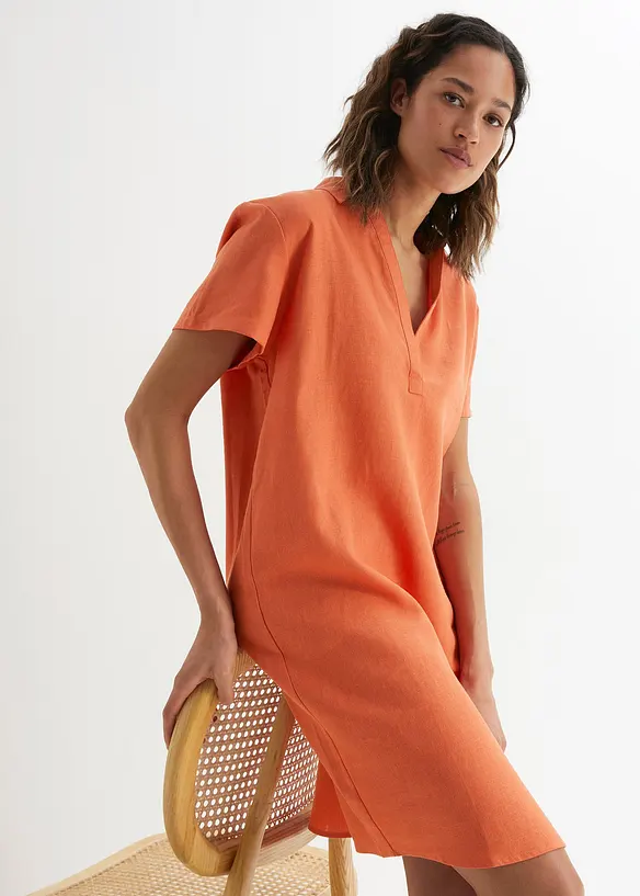Abito tunica in misto lino leggero, bonprix