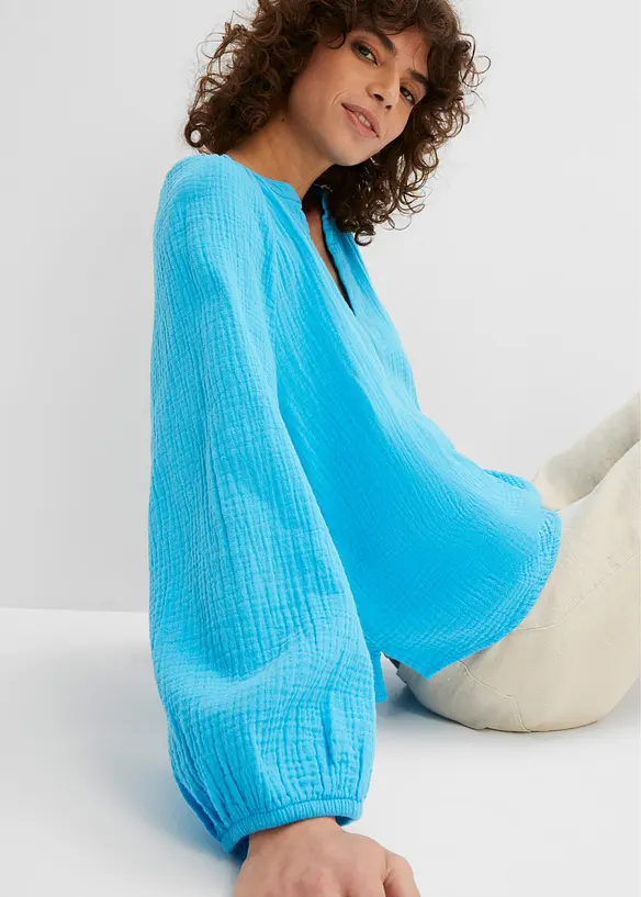 Blusa oversize in mussola di cotone, bonprix