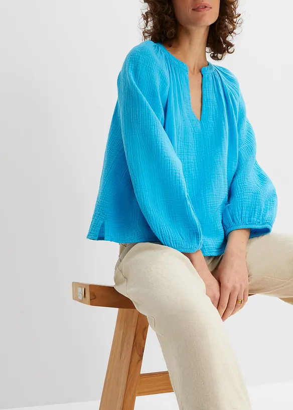 Blusa oversize in mussola di cotone, bonprix