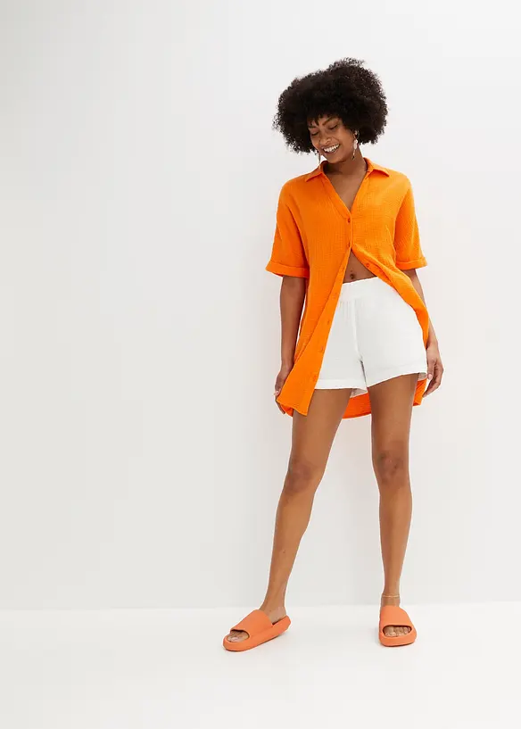 Blusa oversize lunga in soffice mussola, bonprix