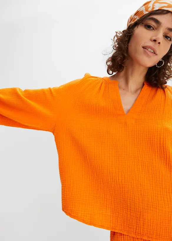 Blusa oversize in mussola di cotone, bonprix