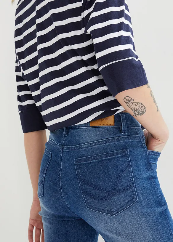 Jeans cropped slim fit, a vita media (pacco da 2), bonprix