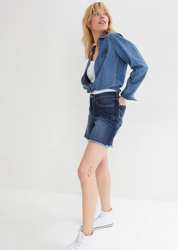 Shorts di jeans elasticizzati, a vita media, bonprix