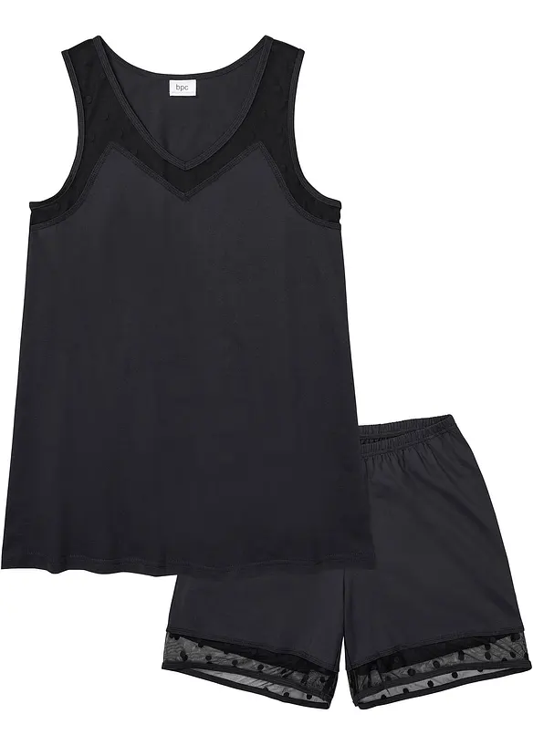 Pigiama estivo con inserto in pizzo, bonprix
