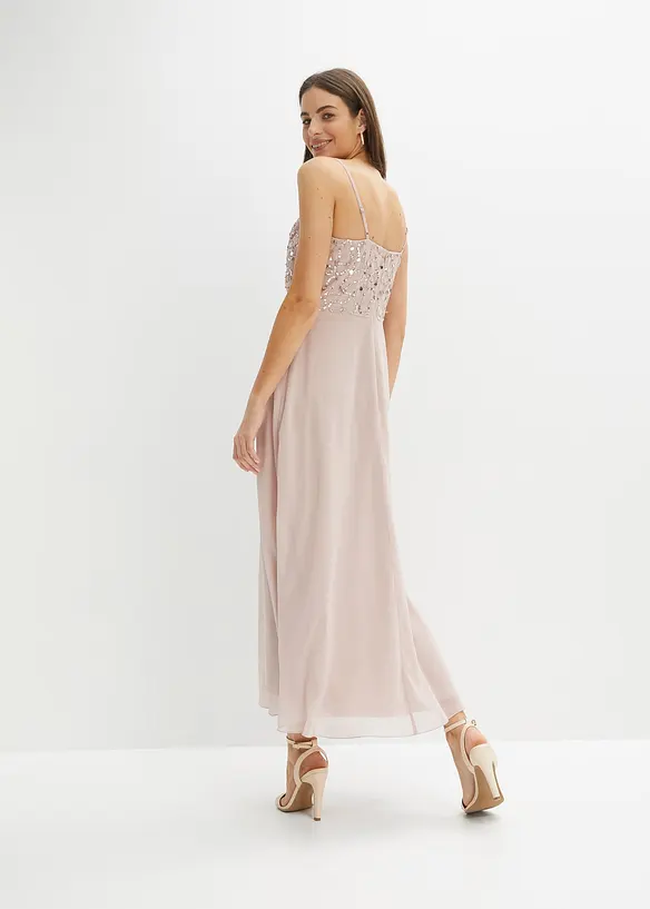 Abito con spalline sottili e paillettes, bonprix