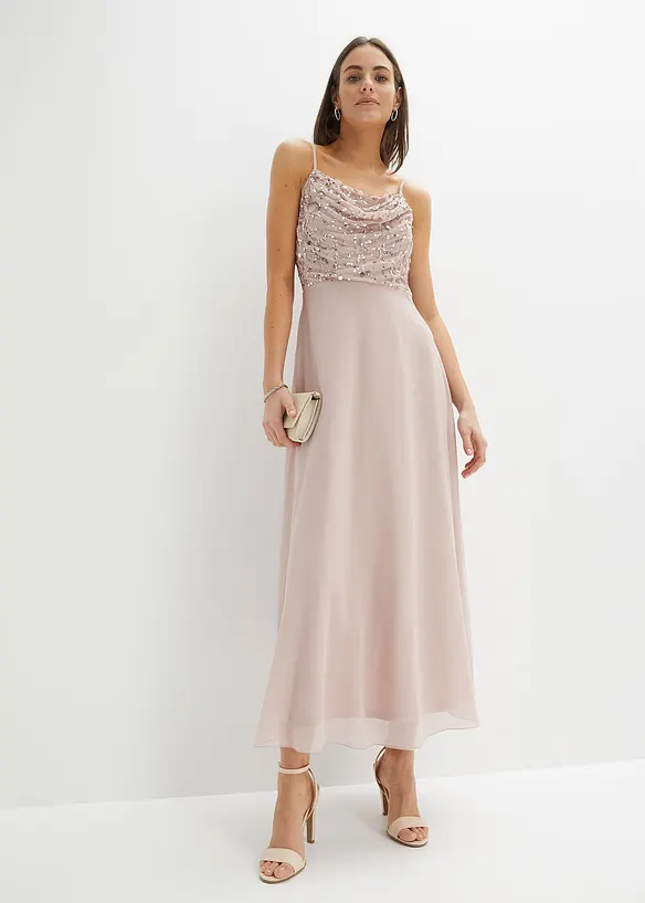 Abito con spalline sottili e paillettes, bonprix