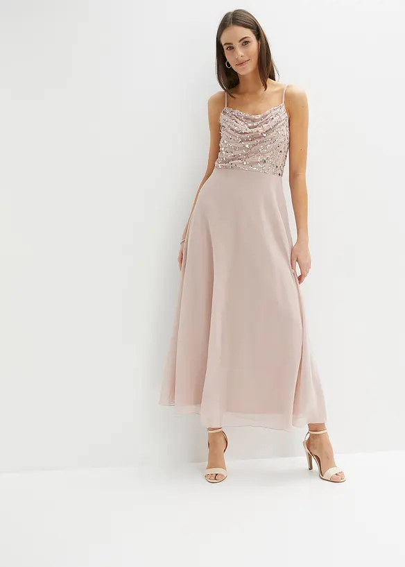 Abito con spalline sottili e paillettes, bonprix