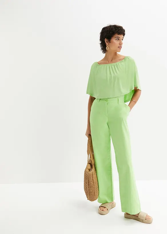 Pantaloni in tessuto misto lino e cotone, bonprix