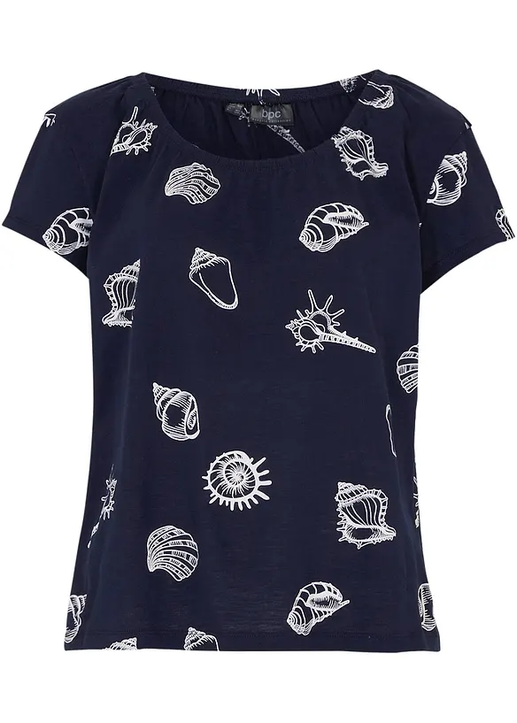 Maglia fantasia con scollo rotondo in cotone biologico, bonprix