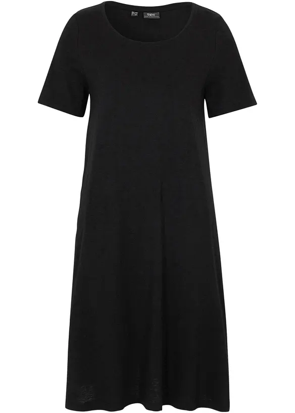 Abito di jersey al ginocchio in filato fiammato di cotone con tasche, bonprix
