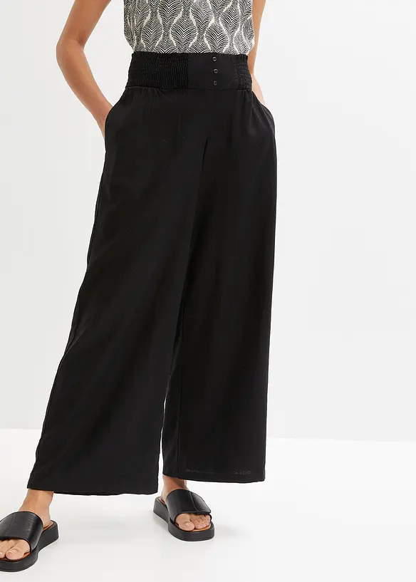 Pantaloni larghi in misto lino fresco e leggero, bonprix