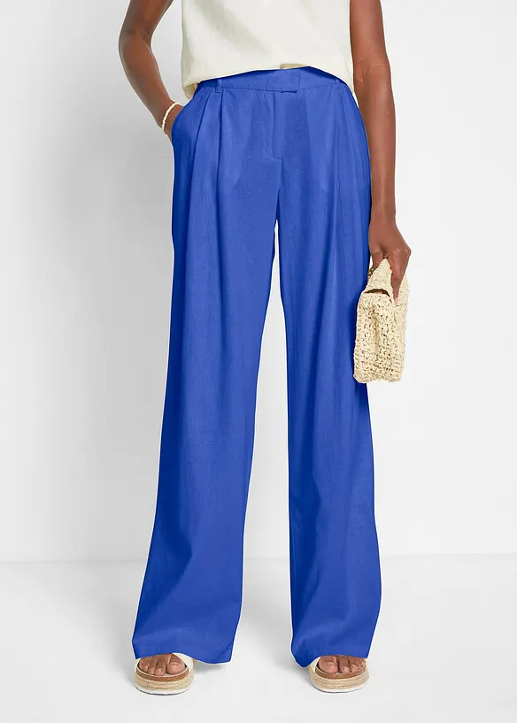 Pantaloni a palazzo in misto lino e viscosa leggero, bonprix