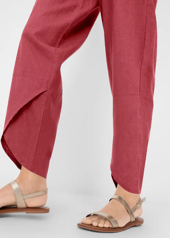 Pantaloni cropped in misto lino leggero, bonprix