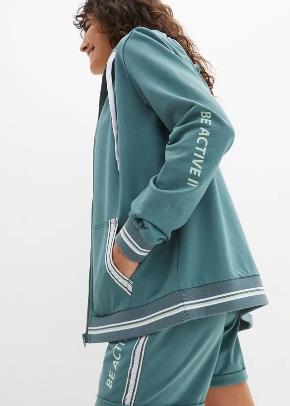 Felpa con zip e cappuccio in puro cotone biologico, bonprix