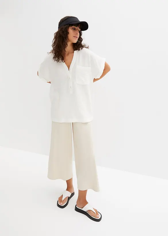 Blusa a maniche corte in mussola, bonprix