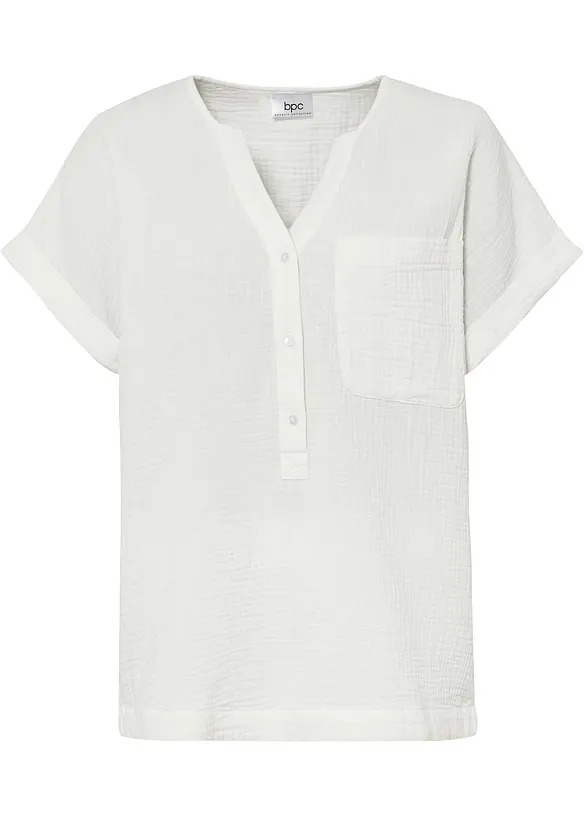 Blusa a maniche corte in mussola, bonprix