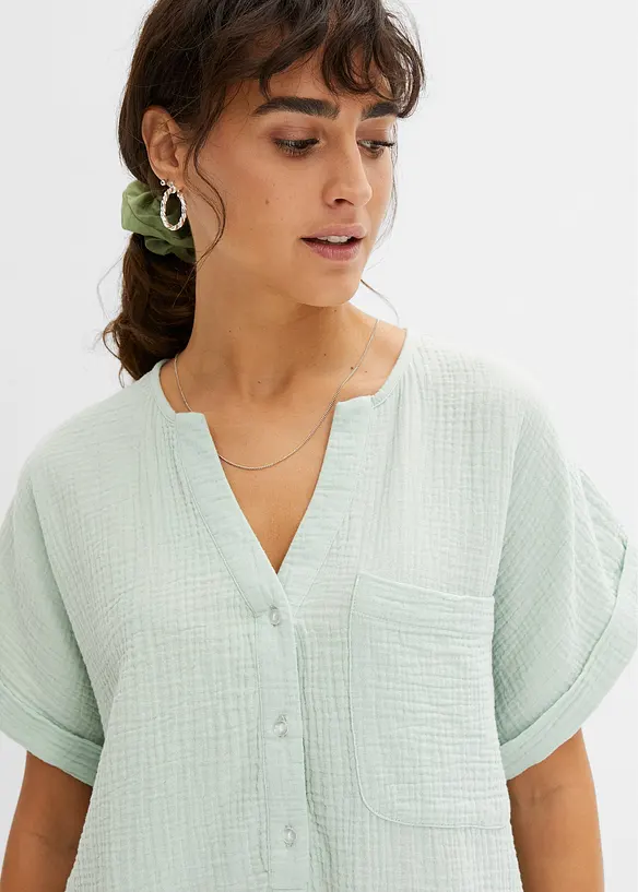 Blusa a maniche corte in mussola, bonprix