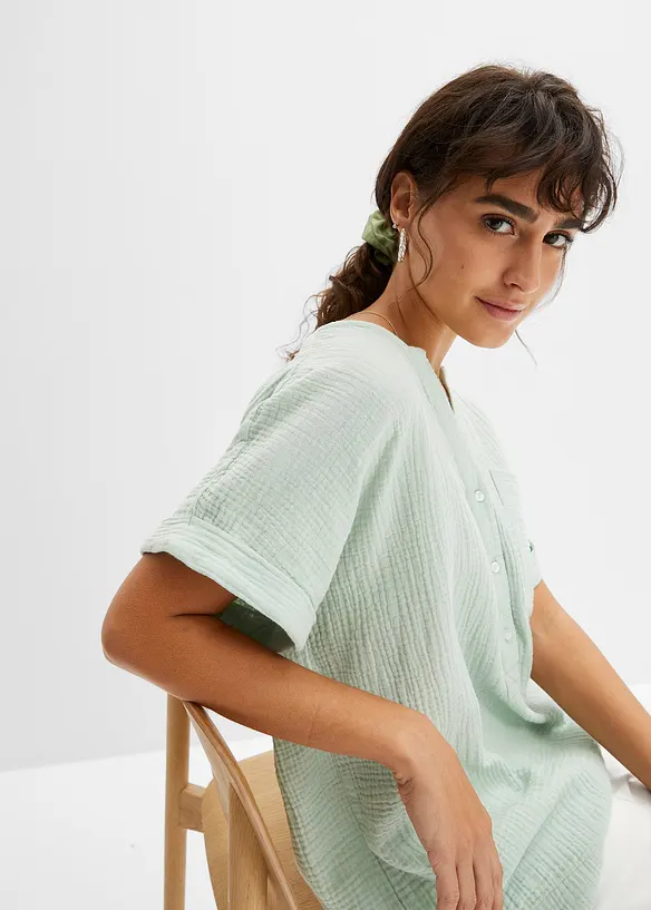 Blusa a maniche corte in mussola, bonprix