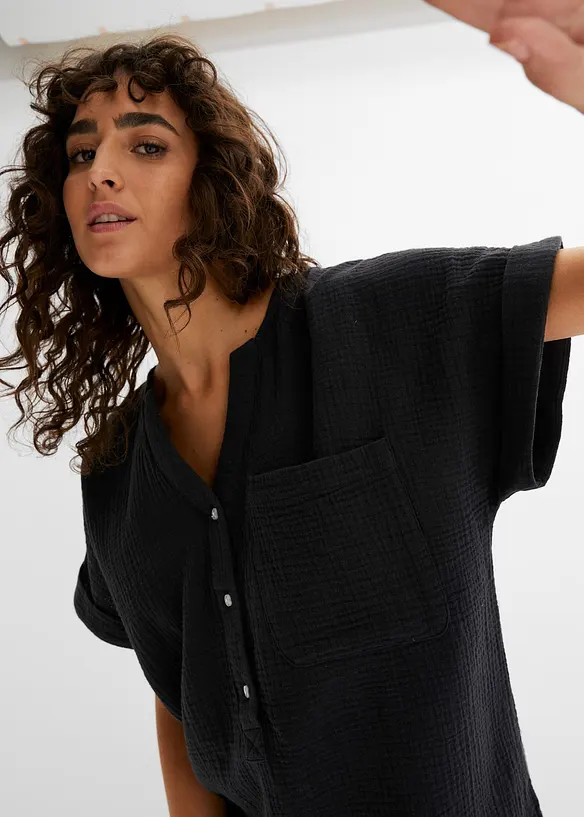 Blusa a maniche corte in mussola, bonprix