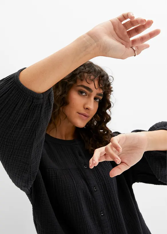 Blusa oversize in mussola di cotone, bonprix