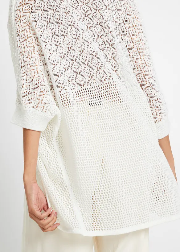 Cardigan lungo con motivo traforato, bonprix