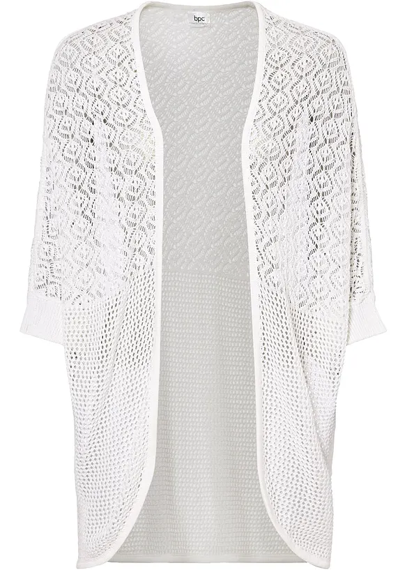 Cardigan lungo con motivo traforato, bonprix