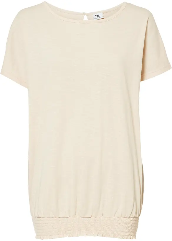 Maglia in filato fiammato di cotone biologico con fascia smock, bonprix