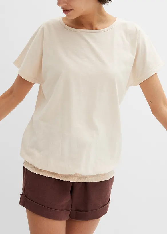 Maglia in filato fiammato di cotone biologico con fascia smock, bonprix