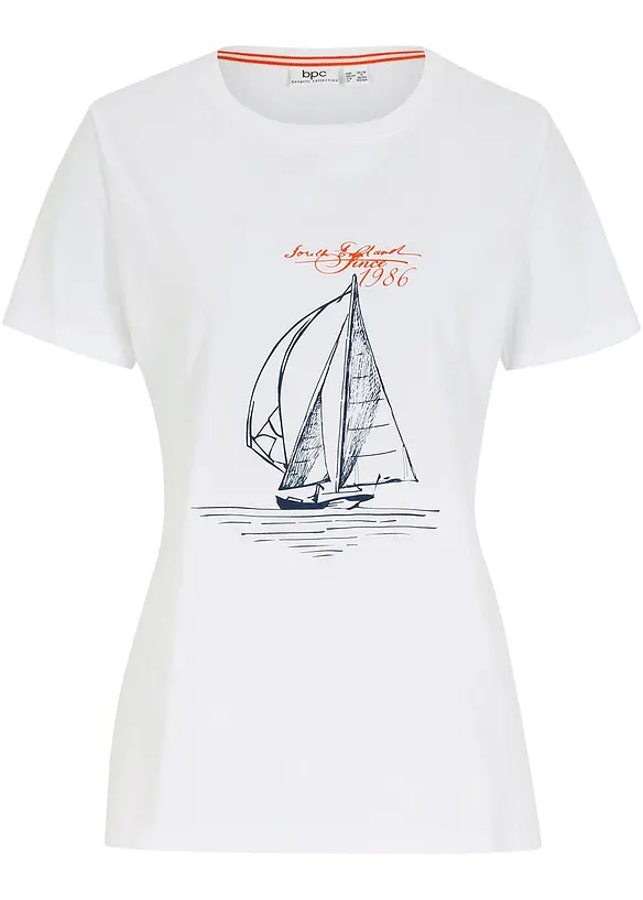 T-shirt in cotone con stampa e spacchi, bonprix