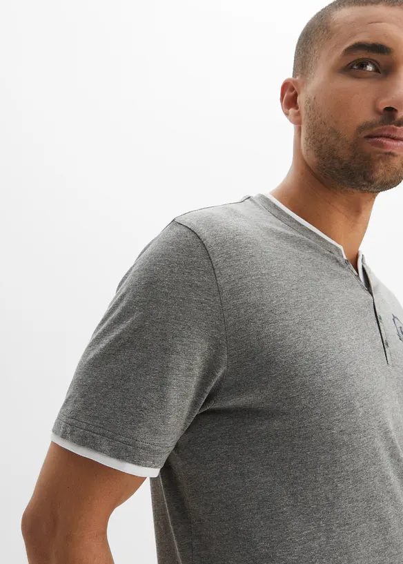 Maglia serafino a maniche corte in puro cotone biologico (pacco da 2), bonprix