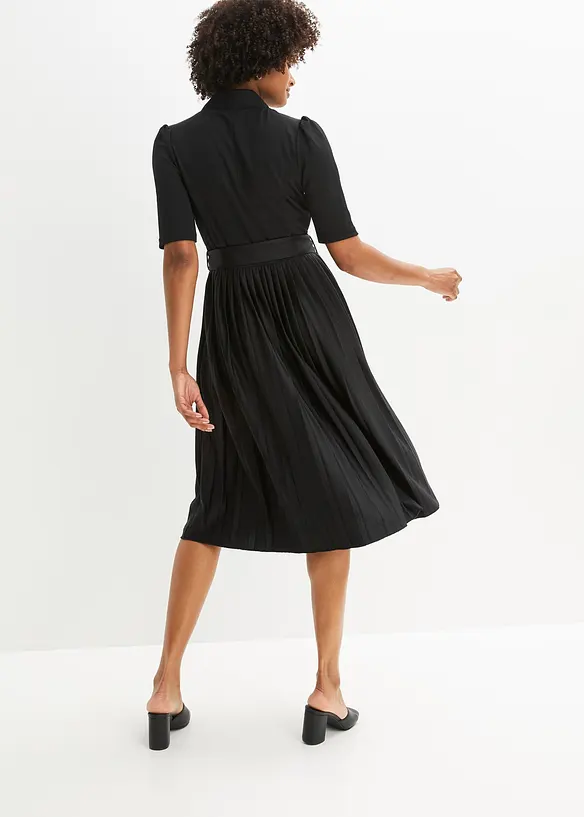 Abito midi di jersey con gonna plissettata, bonprix
