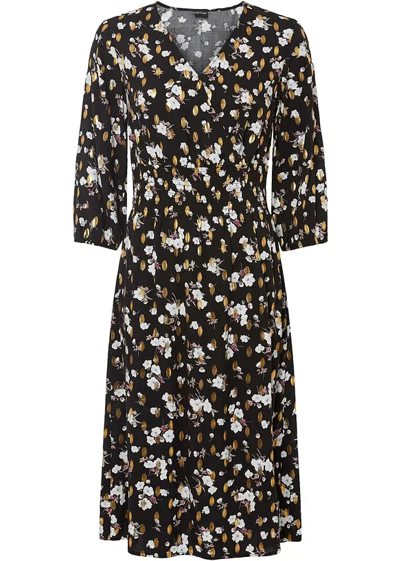 Abito midi con inserto smock, BODYFLIRT