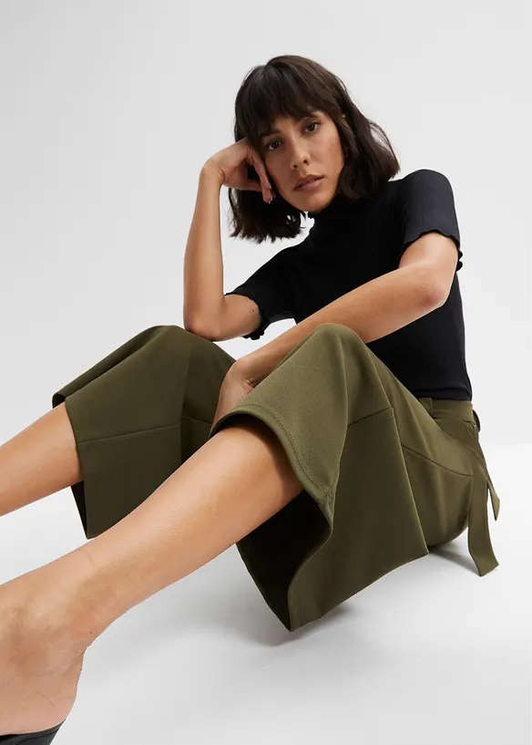 Pantaloni cropped in jersey crêpe, BODYFLIRT