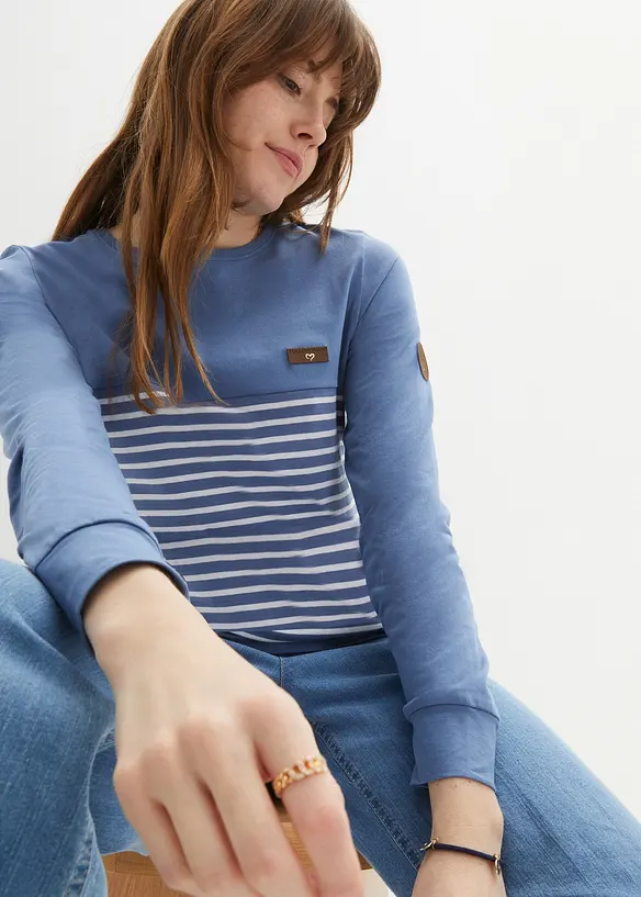 Maglia a maniche lunghe a righe in cotone biologico, bonprix