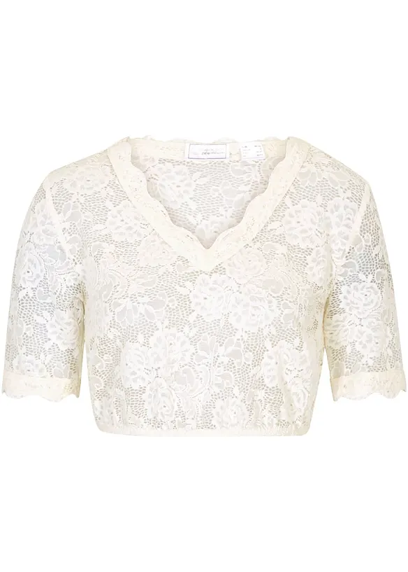 Camicetta bavarese in pizzo con bottone, bonprix