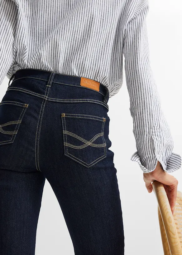 Jeans cropped straight, a vita media, bonprix