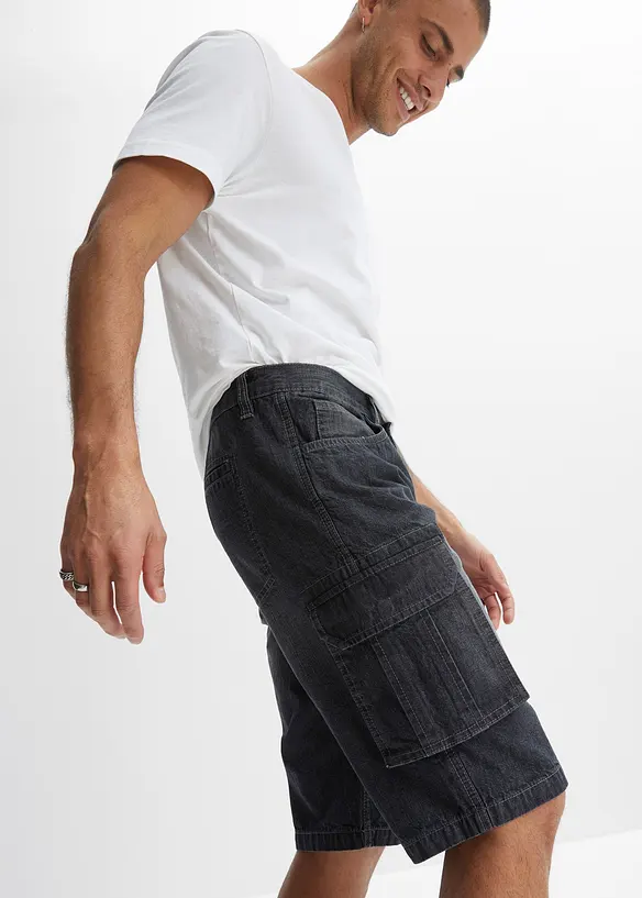 Bermuda cargo lunghi in jeans, relaxed fit, bonprix